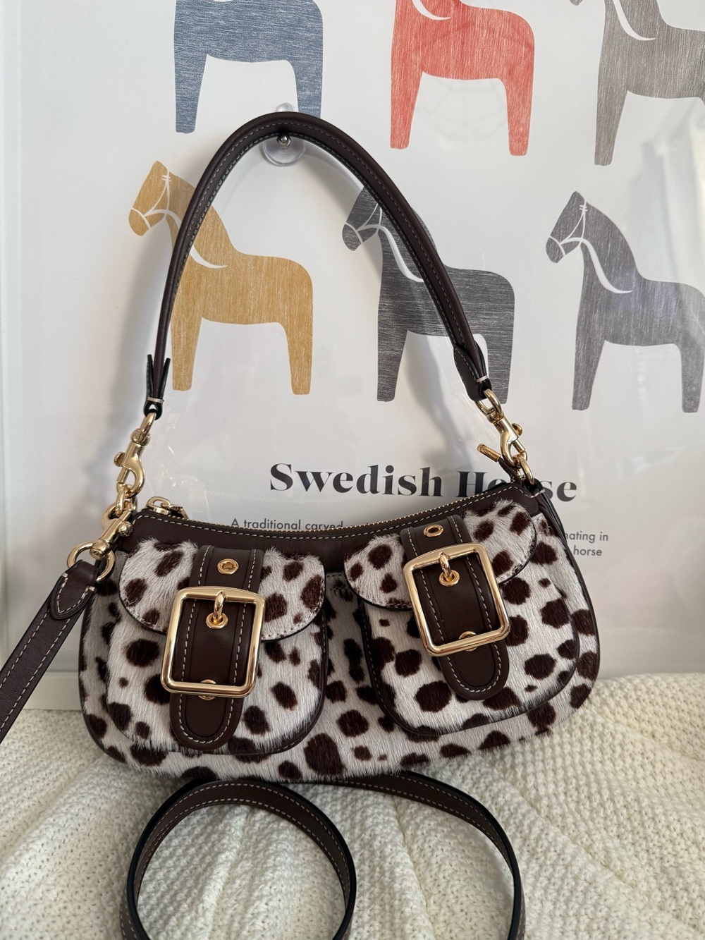 Coach Ashton Shoulder Bag In Haircalf Im/Dark Brown Chalk ces67